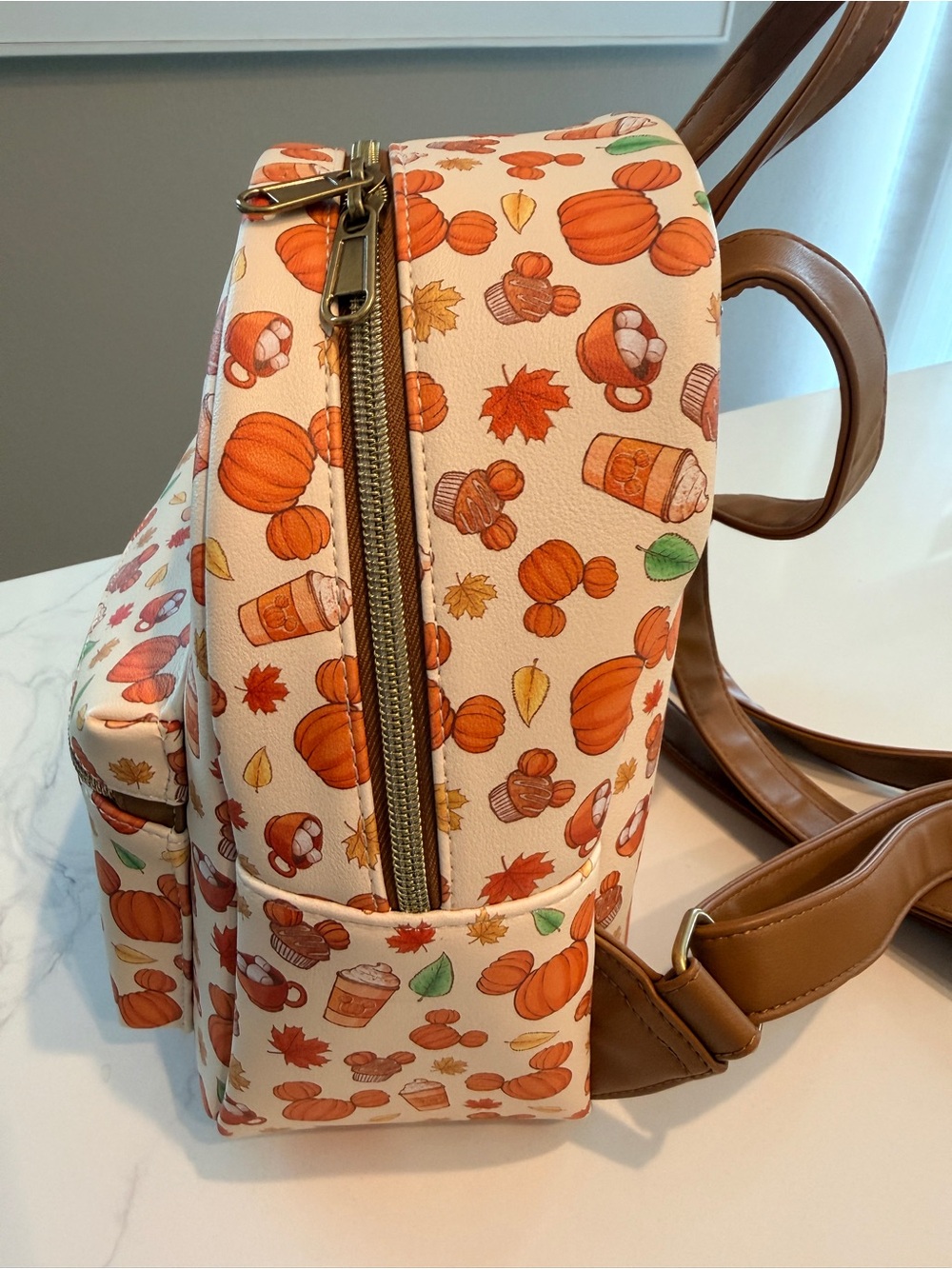 Loungefly Disney Mickey Pumpkin Spice Fall Treats Backpack - Picture 2 of 5